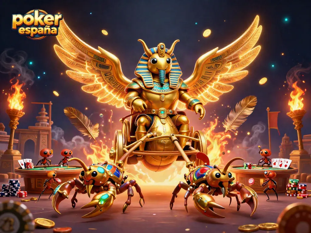 Juego de póker online en España con personajes y elementos temáticos en una escena dinámica.