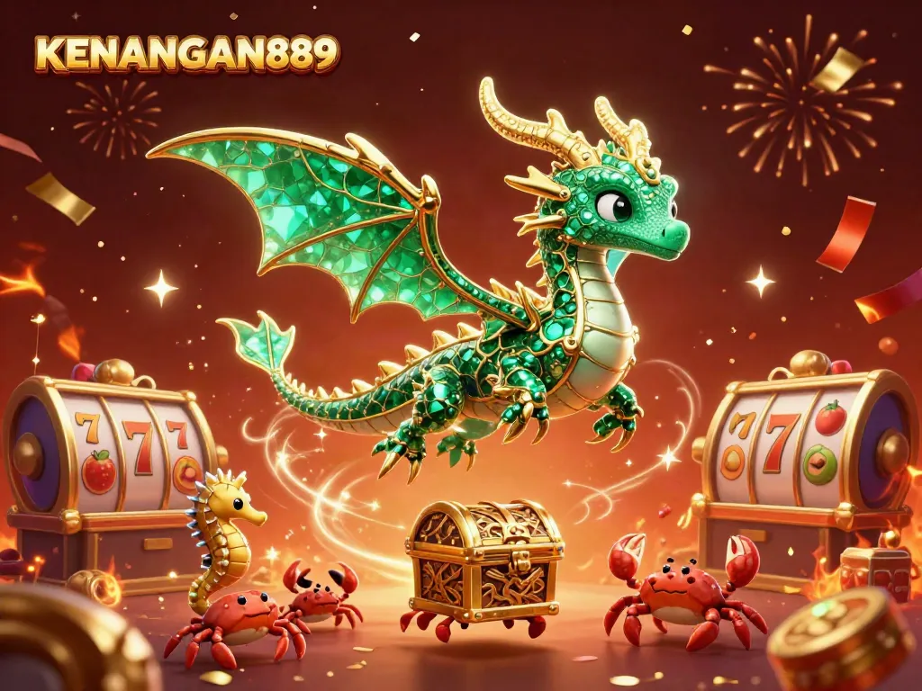 Experience KENANGAN889's vibrant online casino world with captivating treasures and festive elements.