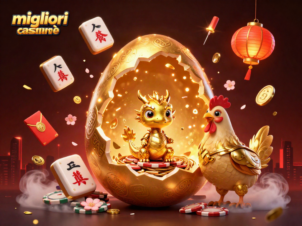 Gioca nei migliori casinò online con dragonetti d'oro e fiches, un'illustrazione fantastica.