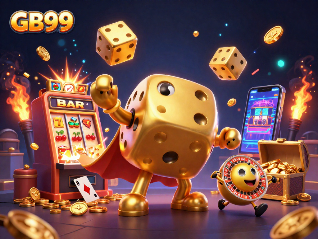 Experience thrilling gameplay at GB99 with a vibrant 3D casino scene showcasing dynamic gaming elements.