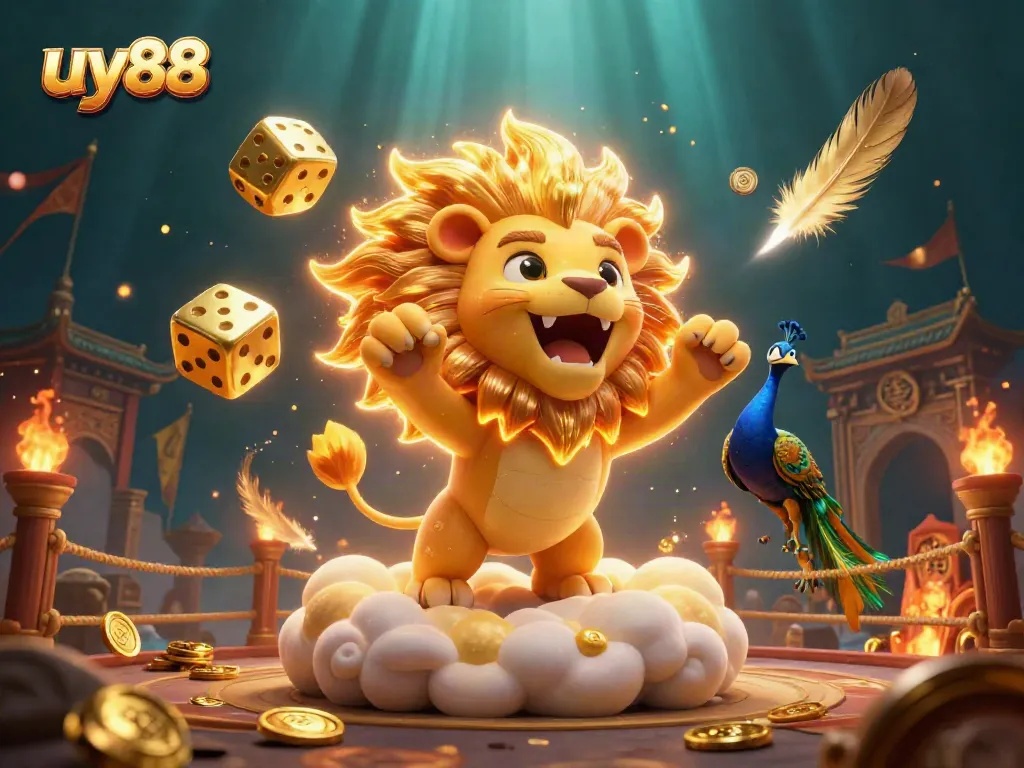 Experience exhilarating play at uy88 with vibrant slots, golden dice, and fantasy elements.