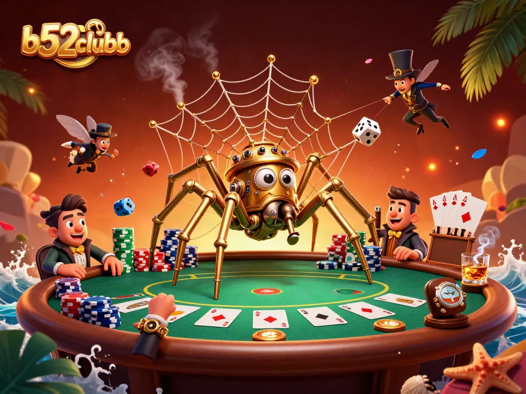 b52clubb spins vibrant casino action with a steampunk spider web of fortune.