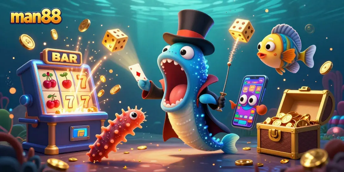 Experience the thrill of man88 with a vibrant underwater casino magic show featuring unique deep-sea characters.