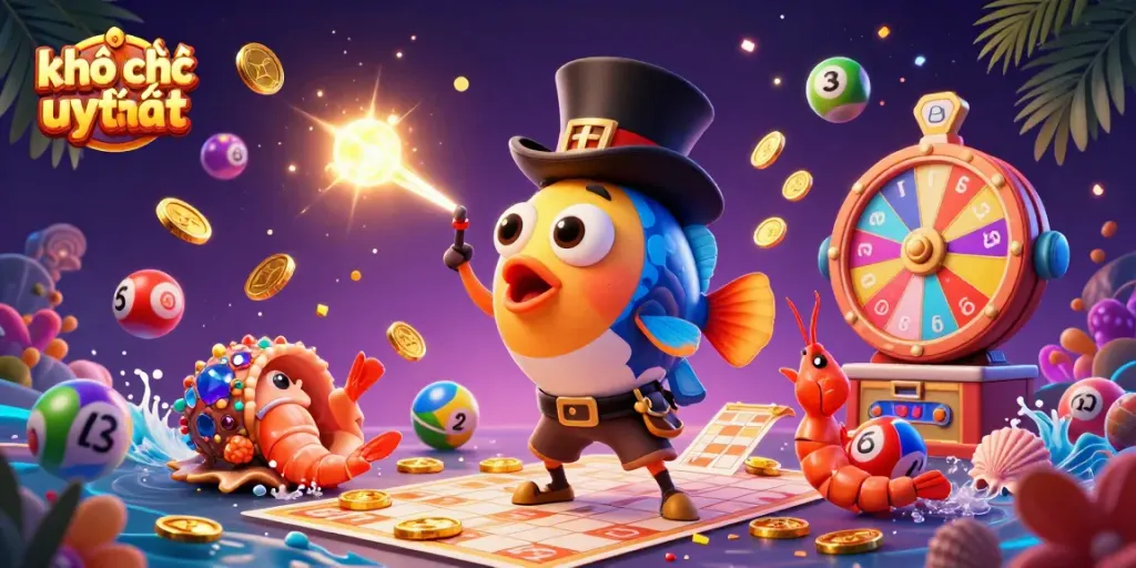 Engaging illustration of khóa học uy tín themed undersea casino scene featuring a glowing anglerfish and colorful gambling elements.