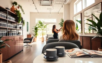 Stylish hair salon in San Diego showcasing expert hairstyling services and Aveda products.