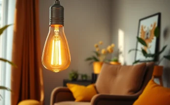 What is an A19 light bulb illuminating a cozy reading nook in a modern living room.