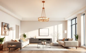 Shop ModernLighting with elegant fixtures illuminating a stylish living room.